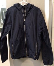 Abercrombie & Fitch Men's Large Navy Hooded Full-Zip Windbreaker Jacket  picture