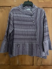 Women’s Habitat Purple Stripe Crinkle Tunic Top Size Medium M picture