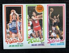 1980-81 Topps Magic Johnson Julius Erving Van Breda Kolff Rookie RC #139-174-162 picture