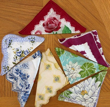 Lot of 7 Vintage Ladies' Handkerchiefs Beautiful Florals picture