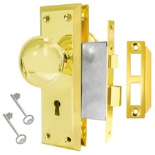 Ruigrit Skeleton Key Mortise Lock Set Polished Brass 1-3/8