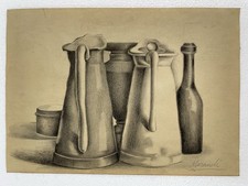 Giorgio Morandi Drawing on paper signed and stamped Vintage picture