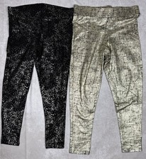 Torrid Leggings Lot Size 0 L XL Gold Silver Metallic Foil Speckle Crop Stretch picture