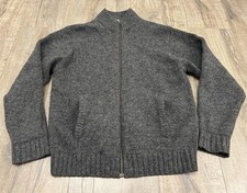 LL Bean Shetland Wool Full Zip Sweater  Men’s Medium Gray Vintage picture