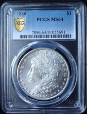 1880 Morgan Silver Dollar - PCGS MS 64 - Gold Shield picture