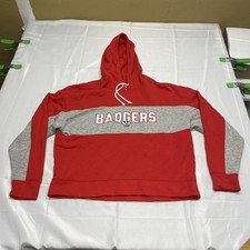 Fanatics Wisconsin Badgers Hoodie Size Large Red Gray Pullover Sweatshirt picture