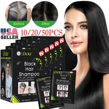 10-50Pcs Dexe Black Hair Dye Shampoo Only 5 Minutes Cover Grey White Hair Unisex picture