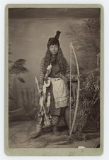 19th Century Native American Woman Bow Arrow Studio Portrait Cabinet Card picture