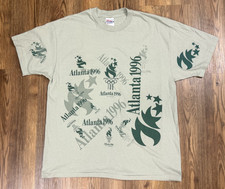 Vintage 1996 Atlanta Olympics AOP Hanes Beefy T Shirt USA Green XL RARE picture