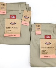 NWT- 2- Dickies Girl Low Rider Straight Leg School Khaki Pants Y2K Juniors 5/27 picture