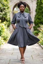 Plus Size Short Sleeve Scuba Flare Dress w/ Pockets 3X picture