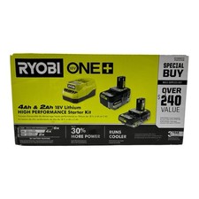 Ryobi ONE+ 18V HP Lithium-Ion 4Ah & 2Ah Battery + Charger Kit PSK1212SB (OB) picture