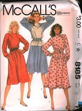 8185 Vintage McCalls SEWING Pattern Misses 1980s Pullover Dress Top Skirt Sash picture