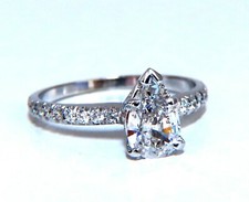 GIA Certified .54ct Natural Pear Shaped Diamond Ring 14kt *v picture