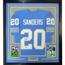 Framed Facsimile Autographed Barry Sanders 35x39 Detroit Blue Jersey picture