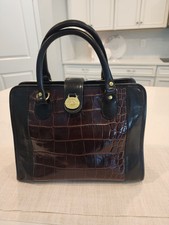 Luxurious  Brahmin leather  handbag  , Black and dark brown croco picture
