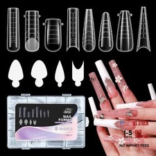288PCS French Dual Nail Forms for Poly Gel, 8 Shapes 12 Sizes - Reusable, Clear picture