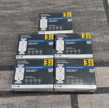 Eaton (GF15W-3) 15A 125V Slim GFCI Receptacle LOT OF 5 White, 3-Pack NEW i1*** picture