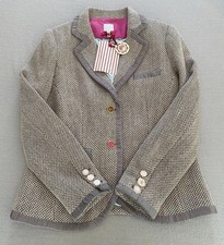 JOULES BLAZER SZ 16 GRANDSTAND GREY WOOL BLEND STRIPE COLLAR JACKET WOMENS picture