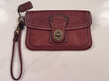 Vintage Coach Legacy Leather Turnlock Flap Wristlet Whiskey Brown  picture