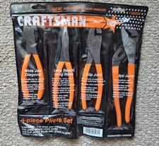Vintg CRAFTSMAN 3 Pc Hi Vis Orange Hand Tool Set 45234 Pliers + 1 Used Arc Joint picture