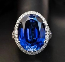 3.59 ct Oval Cut Tanzanite Ring Engagement Ring 14K White Gold picture