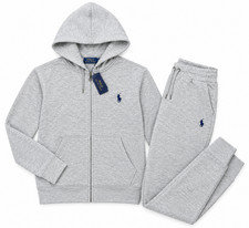 Polo Ralph Lauren Men’s Full Tracksuit Set Hoodie & Jogger Pants Light Gray picture