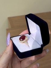 Gorgeous Natural Diamond + Large Natural Ruby 14k Gold Ring Vintage Look Jewelry picture