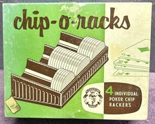 POKER CHIP RACKS. VINTAGE CHIP-O-RACKS. 4 POKER CHIP RACKERS. PLEASANTIME GAME picture
