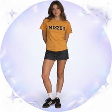 Vintage Champion Mizzou Missouri Tigers Gold Spellout T-Shirt Small picture