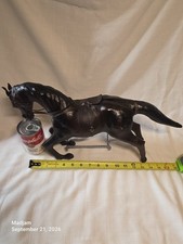 Leather Horse Figurine w/ Bridle & Saddle Tack Details, Approx 15 in Long picture