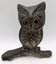 Bronze Owl On Branch 1970's MCM Vintage Hot Cast Miniature Detaile Sculpture 5