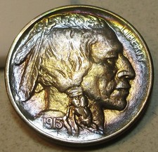 1913-S TYPE 1 BUFFALO NICKEL 5C BEAUTIFUL TONING **GEM/BU** US COIN. picture