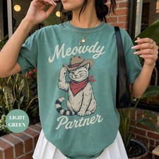 Meowdy Partner Cowboy Cat T-Shirt Shirt Funny Western Tee Vintage picture