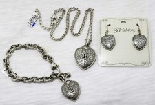 Brighton ROMANZA NWT $204 Heart Necklace, Bracelet & French Wire  Heart Earrings picture