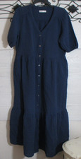 Sonoma Women's Maxi Dress Size L Short Sleeve Navy Blue V Neck picture