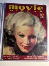 JEAN HARLOW - MOVIE MIRROR 06/35 GORGEOUS COLOR PHOTO COVER MAGAZINE VERY NICE picture