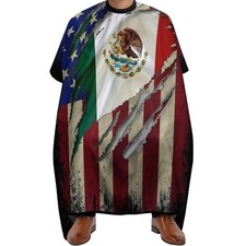 Vintage U.S.A Mexico Flag Professional Barber Cape Large Hair Cutting Cape Ha... picture