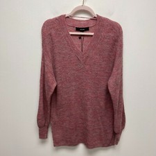 Vero Moda Women Melange Pink Vilma V-Neck Knit Long Sleeve Pullover Sweater S picture