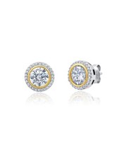 Authentic Crislu Two-Tone Halo Stud Earrings picture