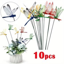 10 Pcs 3D Dragonfly Garden Decor Dragon Fly Garden Stakes Dragonflies Garden 10X picture
