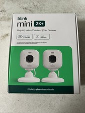 NEW 2 PACK Blink Mini 2k+ Cameras Indoor/Outdoor Plug-in 2K Video WHITE picture