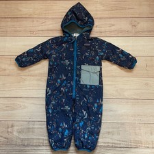 Patagonia Baby Reversible Puff-Ball Bunting Snowsuit 6-12M Blue Nature Animals picture