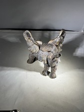 Unusual Triple Elephant Metal Figurine 6 1/2 