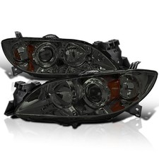Chrome Smoke Halogen Projector Headlights Compatible with 2004-2009 Mazda picture