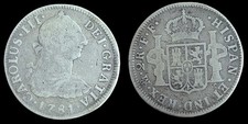 1781 FF Mexico Colonial Era 2 Reales Silver Coin King Charles III Key Date picture