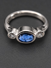 Women's Le Vian 14K White Gold Ceylon Blue Sapphire & Diamond Ring Size 6.75 picture