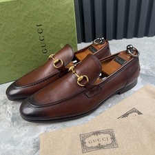 NEW Gucci Jordaan Horsebit Loafers Brown Patina Leather 8.5 G or 9 US or 42.5 EU picture