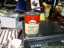 Vintage ESSO 3 Oz Lead Top Long Spout Handy Oil Can Household Oiler Tin NICE picture