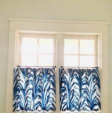 Custom Designer Pinch Pleat Cafe Curtain Pair~P. Kaufman Grasslands~27Wx24L each picture